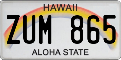 HI license plate ZUM865