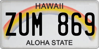 HI license plate ZUM869