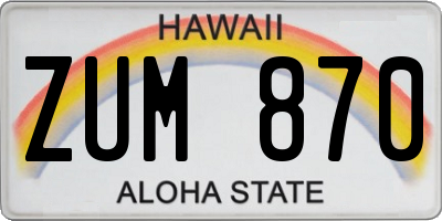 HI license plate ZUM870