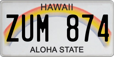 HI license plate ZUM874