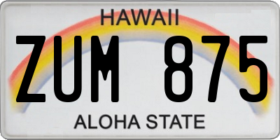 HI license plate ZUM875