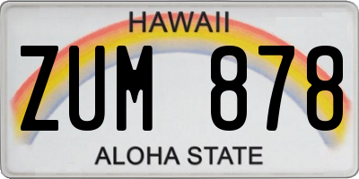 HI license plate ZUM878