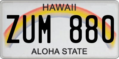 HI license plate ZUM880