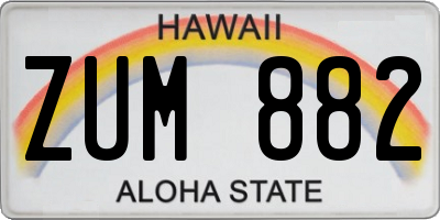 HI license plate ZUM882