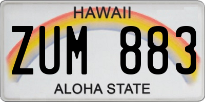 HI license plate ZUM883