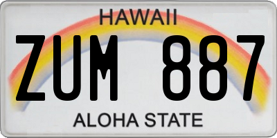 HI license plate ZUM887