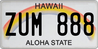 HI license plate ZUM888