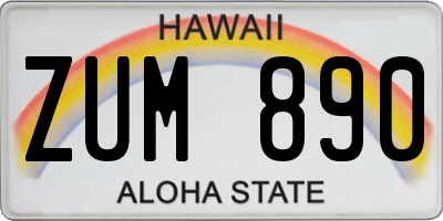 HI license plate ZUM890