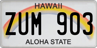 HI license plate ZUM903