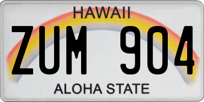HI license plate ZUM904