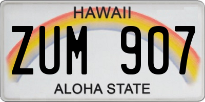 HI license plate ZUM907