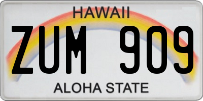 HI license plate ZUM909