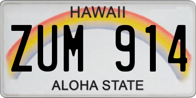 HI license plate ZUM914