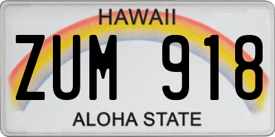 HI license plate ZUM918