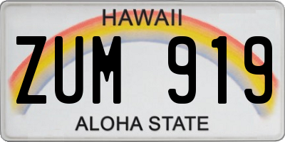 HI license plate ZUM919