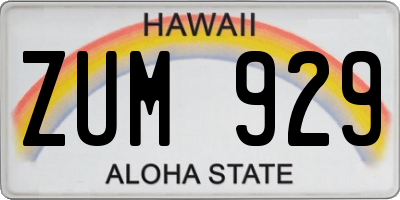 HI license plate ZUM929