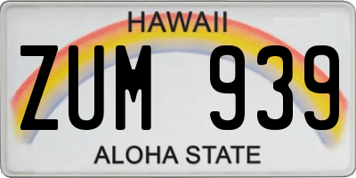 HI license plate ZUM939