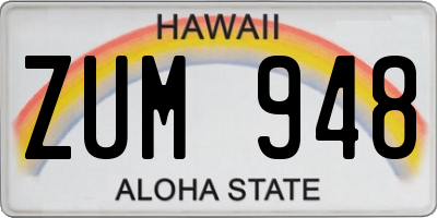 HI license plate ZUM948