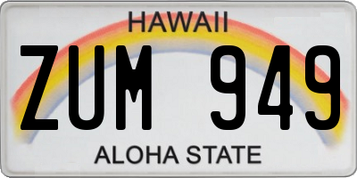 HI license plate ZUM949