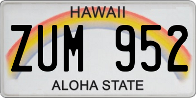 HI license plate ZUM952
