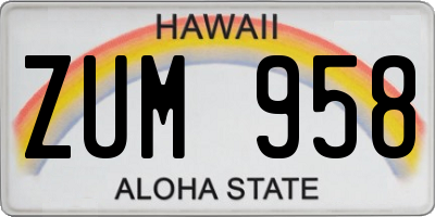 HI license plate ZUM958