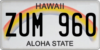HI license plate ZUM960