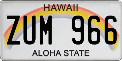 HI license plate ZUM966
