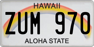 HI license plate ZUM970