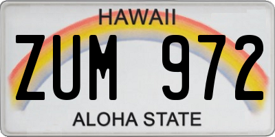 HI license plate ZUM972