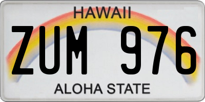 HI license plate ZUM976