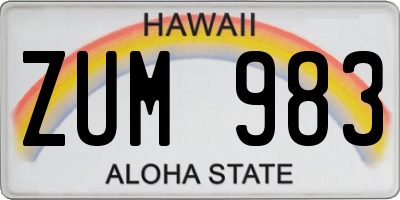 HI license plate ZUM983