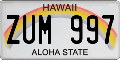 HI license plate ZUM997