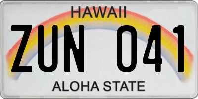 HI license plate ZUN041