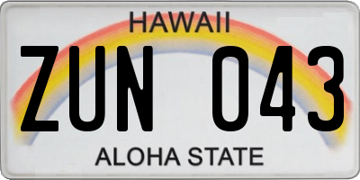 HI license plate ZUN043