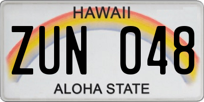 HI license plate ZUN048