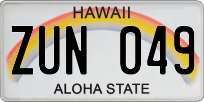 HI license plate ZUN049