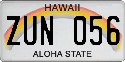 HI license plate ZUN056