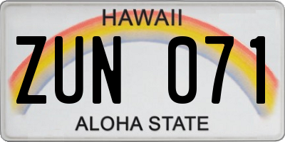 HI license plate ZUN071