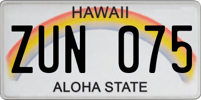 HI license plate ZUN075