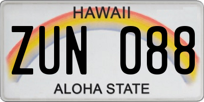 HI license plate ZUN088