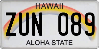 HI license plate ZUN089
