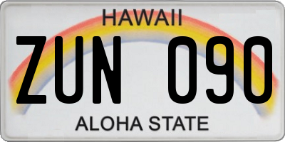 HI license plate ZUN090