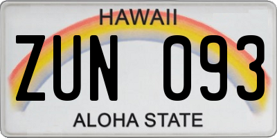 HI license plate ZUN093