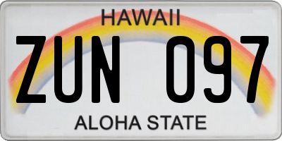 HI license plate ZUN097