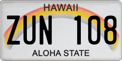 HI license plate ZUN108