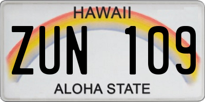 HI license plate ZUN109