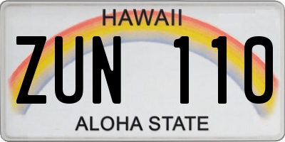 HI license plate ZUN110