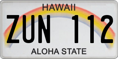 HI license plate ZUN112