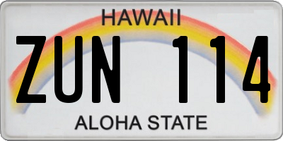 HI license plate ZUN114