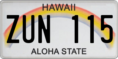 HI license plate ZUN115